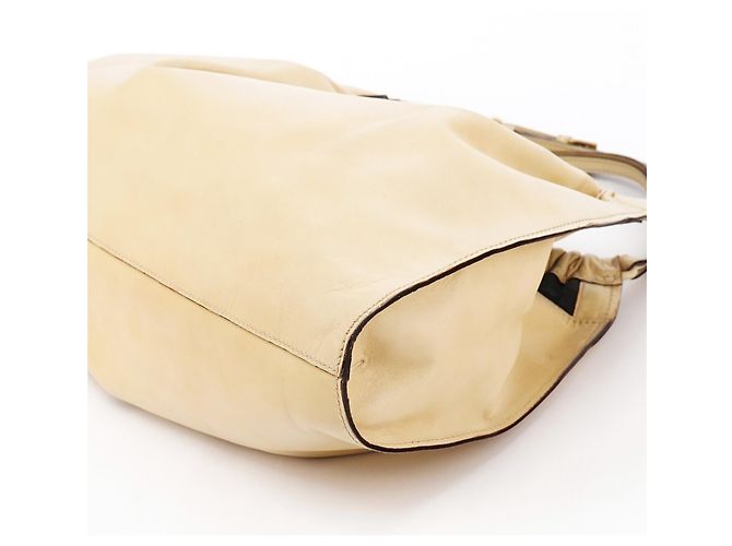 Gucci 76554 Borsa Hobo in pelle beige arricciata - vista 8