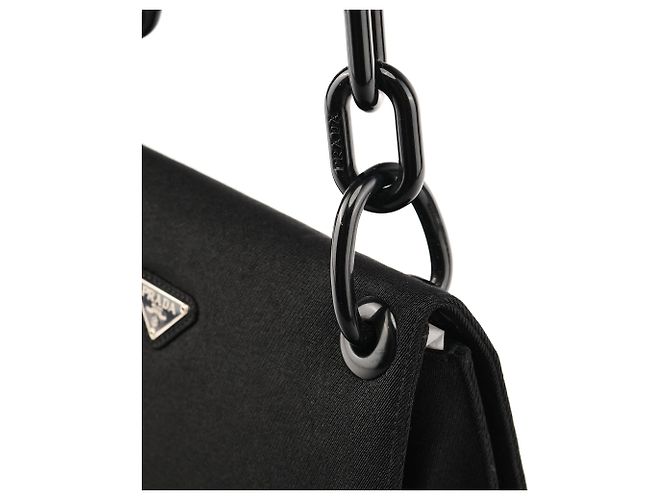 Prada Borsa a tracolla in nylon Tessuto Swing nera con catena 1996 - vista 6