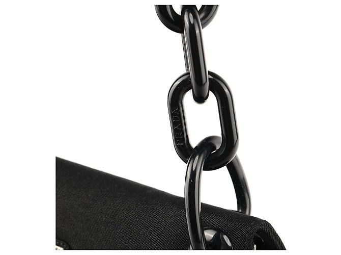 Prada Borsa a tracolla in nylon Tessuto Swing nera con catena 1996 - vista 7