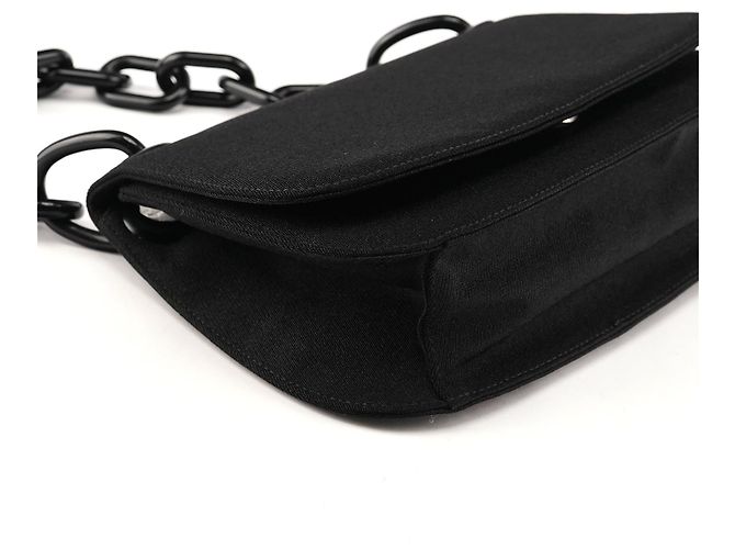Prada Borsa a tracolla in nylon Tessuto Swing nera con catena 1996 - vista 9