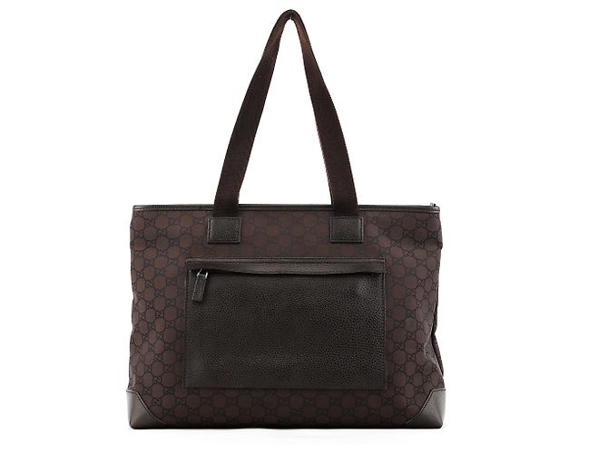 Gucci 180449 Borsa tote in nylon GG marrone - vista 3