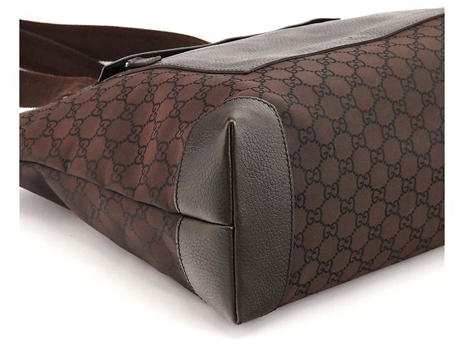 Gucci 180449 Borsa tote in nylon GG marrone - vista 8