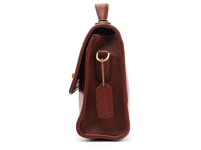 Coach Bolsa 2-Way em couro de curtimento de luva bordô com fecho turnlock - vista 2