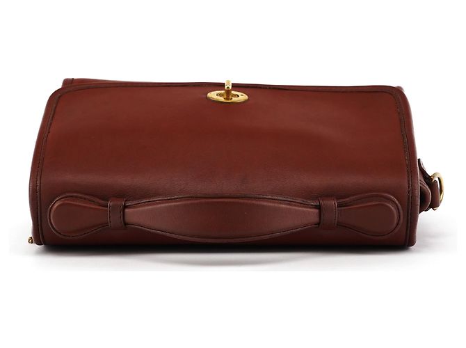Coach Bolsa 2-Way em couro de curtimento de luva bordô com fecho turnlock - vista 4