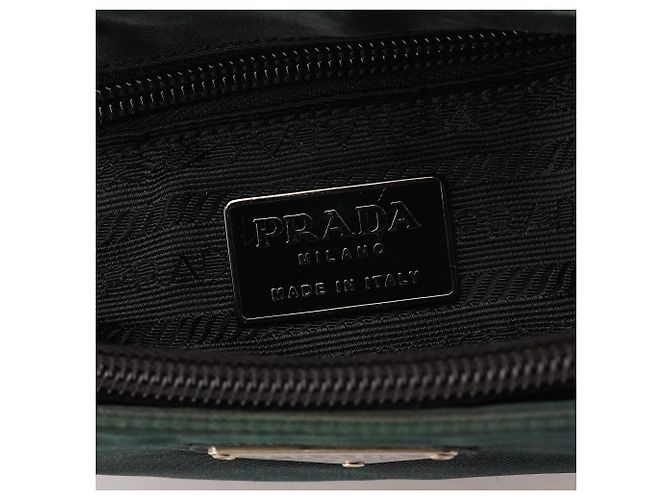 Prada B7514 Mini Bag in Tessuto Grafite Verde con Manico in Metallo - vista 13