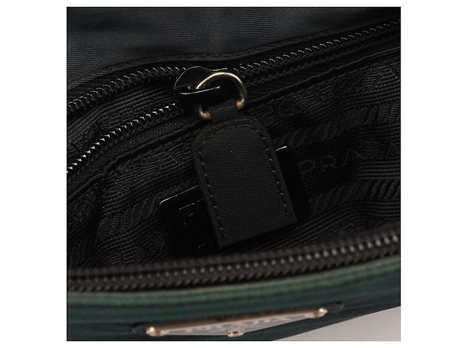 Prada B7514 Mini Bag in Tessuto Grafite Verde con Manico in Metallo - vista 14