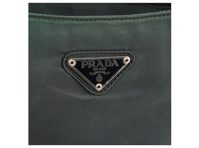 Prada B7514 Mini Bag in Tessuto Grafite Verde con Manico in Metallo - vista 5