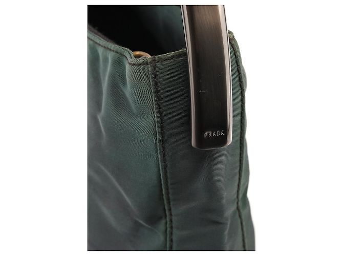 Prada B7514 Mini Bag in Tessuto Grafite Verde con Manico in Metallo - vista 6