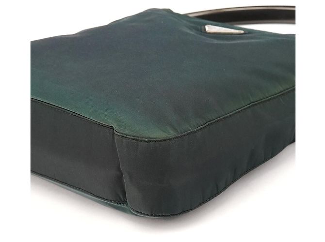 Prada B7514 Mini Bag in Tessuto Grafite Verde con Manico in Metallo - vista 8