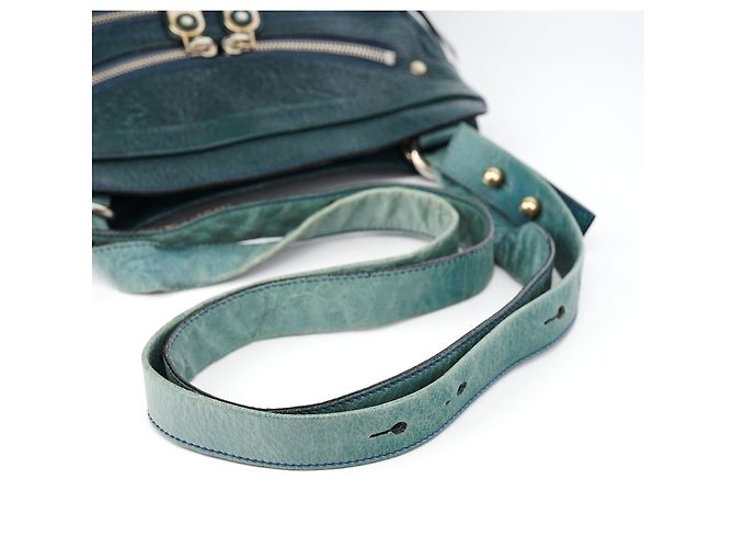Borsa a tracolla Bay Chloé in pelle blu turchese navy - vista 13
