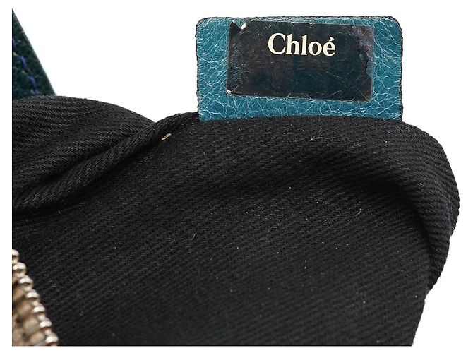 Borsa a tracolla Bay Chloé in pelle blu turchese navy - vista 17