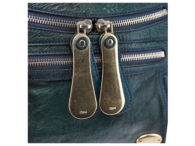 Borsa a tracolla Bay Chloé in pelle blu turchese navy - vista 6