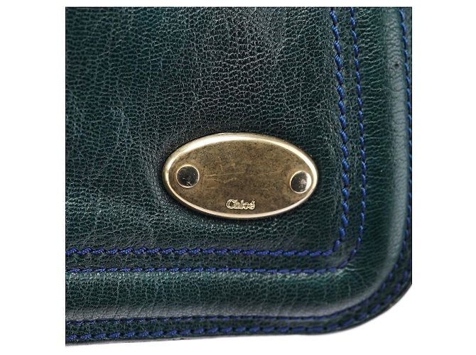 Borsa a tracolla Bay Chloé in pelle blu turchese navy - vista 7