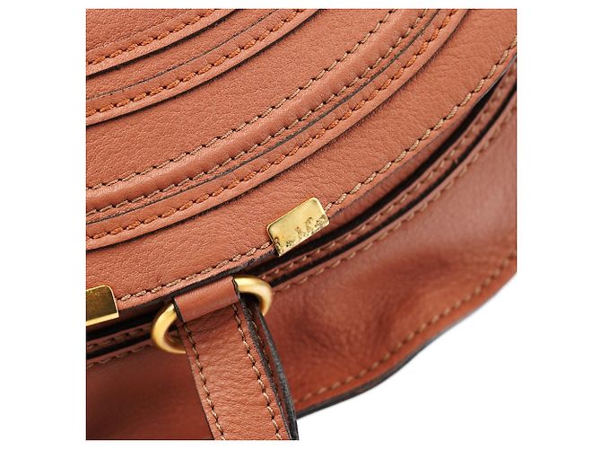 Chloé Borsa a tracolla Marcie in pelle marrone chiaro - vista 7
