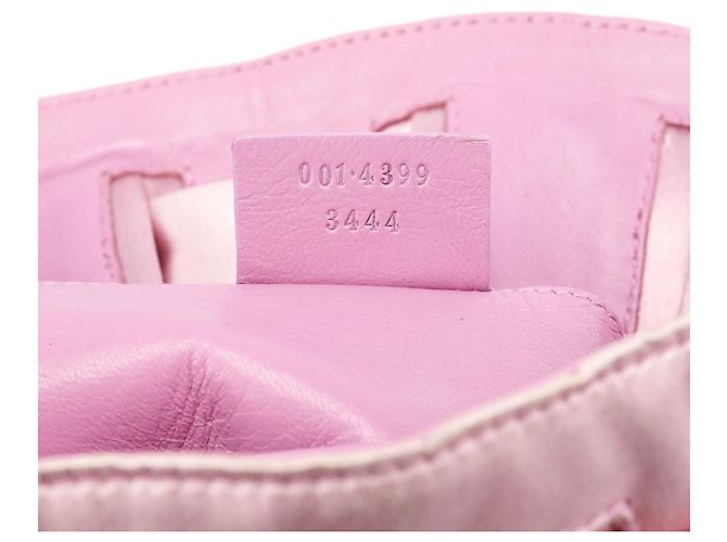 Gucci 001 4399 Borsa a tracolla in raso rosa con coulisse - vista 11