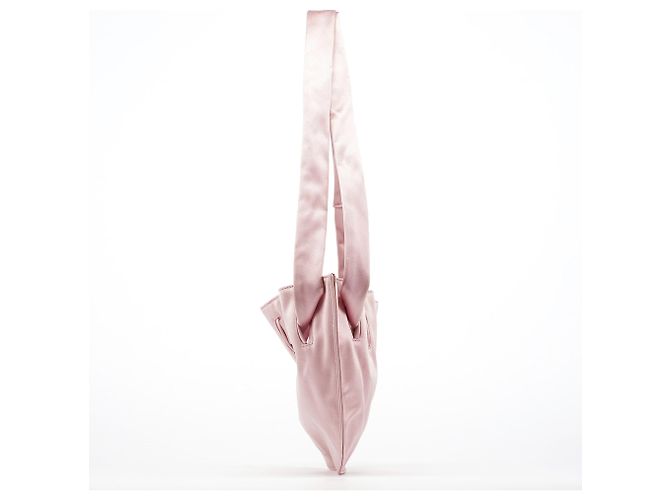 Gucci 001 4399 Borsa a tracolla in raso rosa con coulisse - vista 2