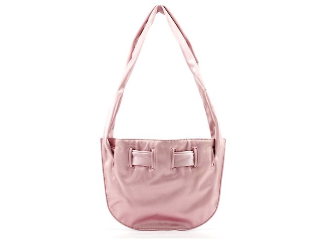 Gucci 001 4399 Borsa a tracolla in raso rosa con coulisse - vista 3