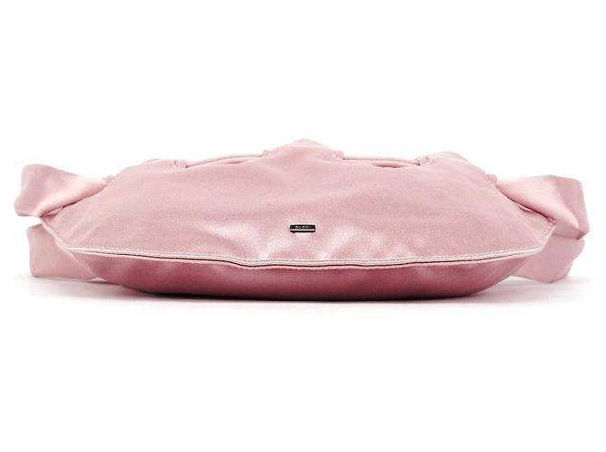 Gucci 001 4399 Borsa a tracolla in raso rosa con coulisse - vista 4