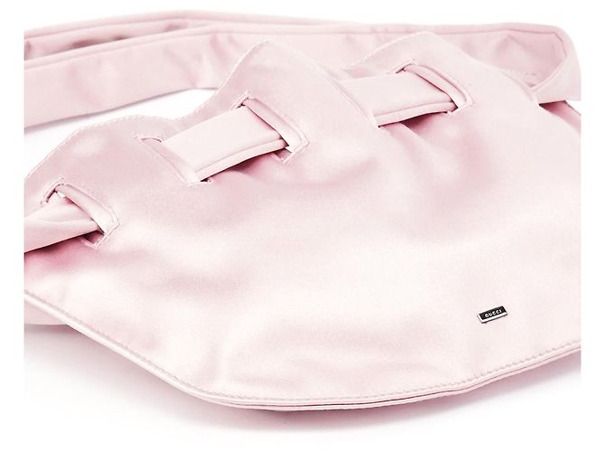 Gucci 001 4399 Borsa a tracolla in raso rosa con coulisse - vista 6