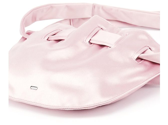 Gucci 001 4399 Borsa a tracolla in raso rosa con coulisse - vista 7