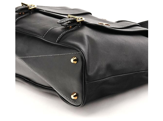 Chloé Borsa Tote in pelle nera con tasca frontale - vista 10