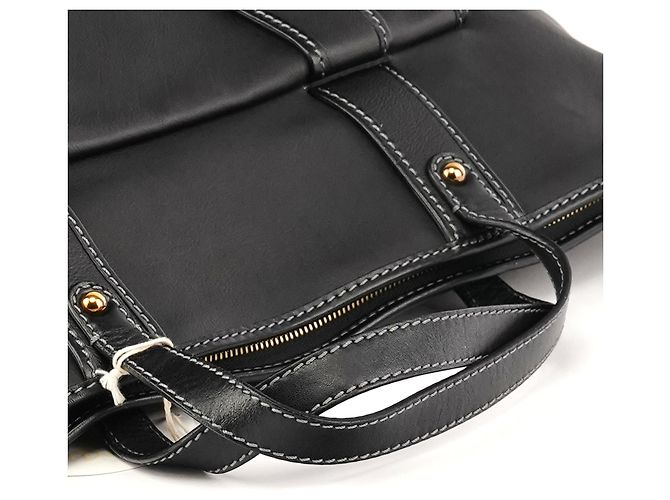 Chloé Borsa Tote in pelle nera con tasca frontale - vista 11