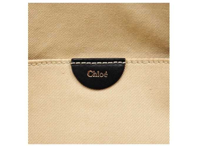 Chloé Borsa Tote in pelle nera con tasca frontale - vista 14