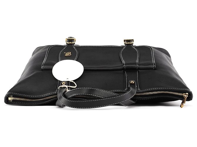 Chloé Borsa Tote in pelle nera con tasca frontale - vista 4