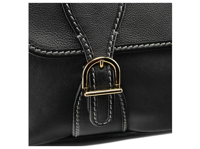 Chloé Borsa Tote in pelle nera con tasca frontale - vista 7