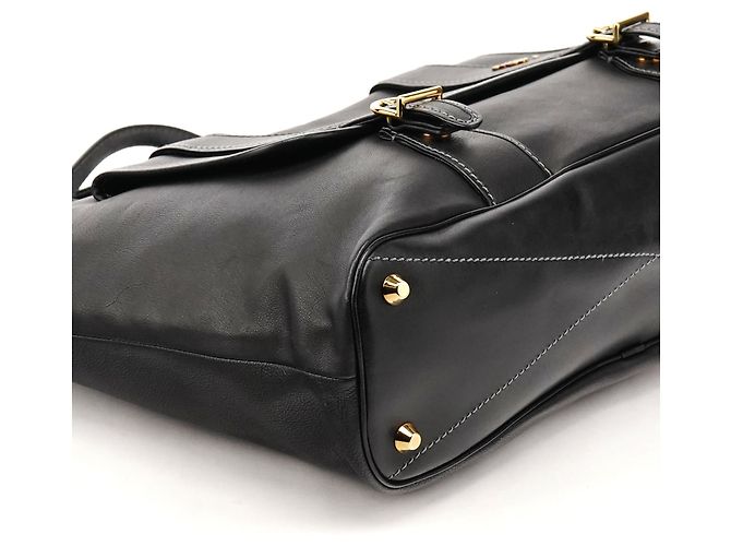 Chloé Borsa Tote in pelle nera con tasca frontale - vista 9