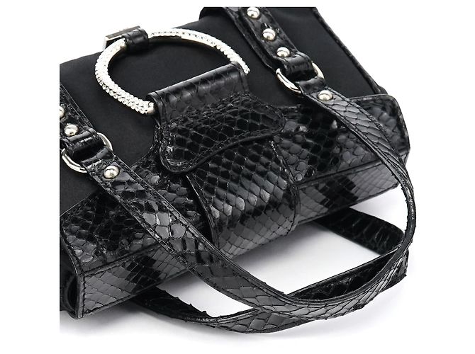 Dolce & Gabbana Mini borsa in raso nero effetto pitone e strass - vista 10