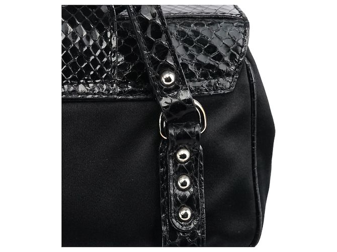 Dolce & Gabbana Mini borsa in raso nero effetto pitone e strass - vista 11