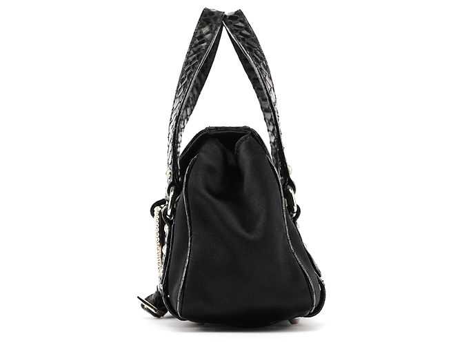 Dolce & Gabbana Mini borsa in raso nero effetto pitone e strass - vista 2