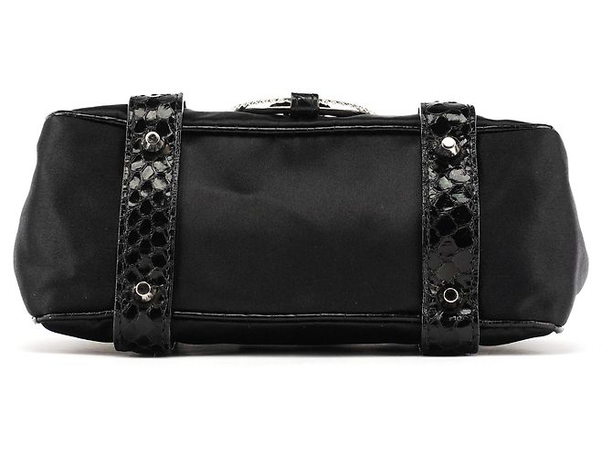 Dolce & Gabbana Mini borsa in raso nero effetto pitone e strass - vista 5