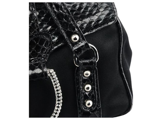 Dolce & Gabbana Mini borsa in raso nero effetto pitone e strass - vista 7