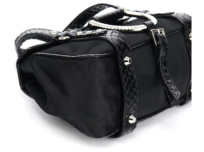 Dolce & Gabbana Mini borsa in raso nero effetto pitone e strass - vista 8