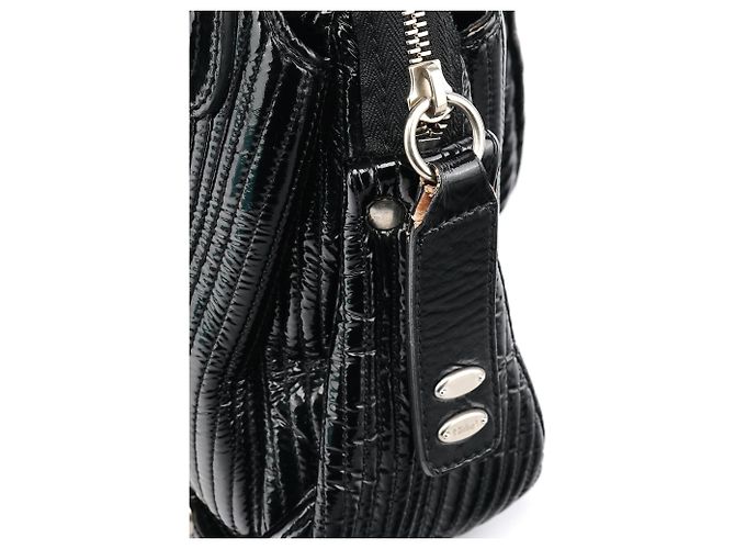 Chloé Borsa Tote Bay in pelle verniciata nera - vista 10