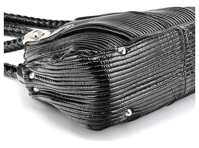 Chloé Borsa Tote Bay in pelle verniciata nera - vista 11