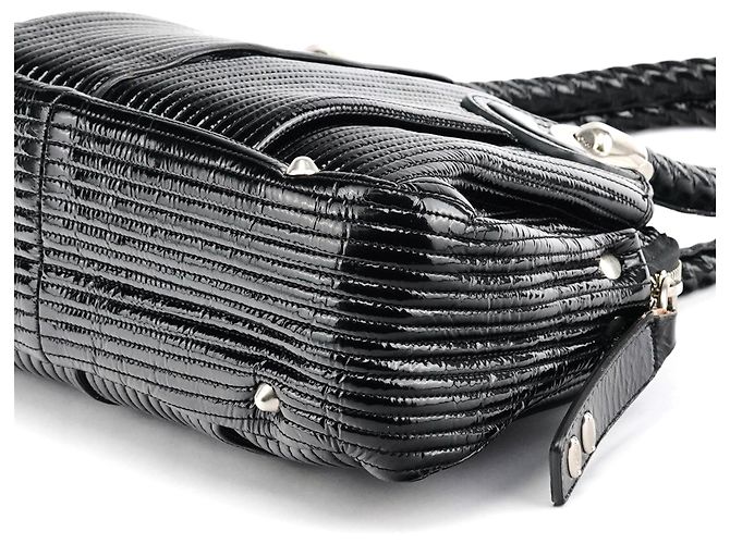 Chloé Borsa Tote Bay in pelle verniciata nera - vista 12