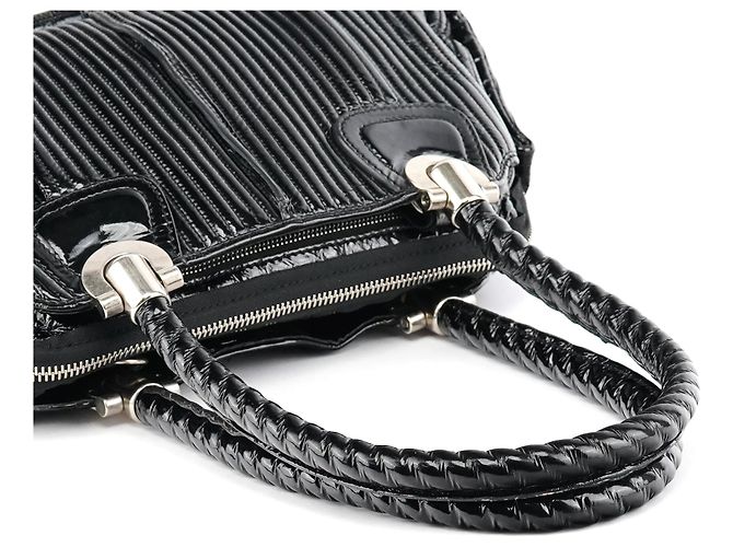 Chloé Borsa Tote Bay in pelle verniciata nera - vista 13