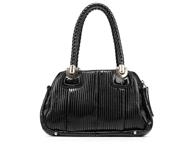 Chloé Borsa Tote Bay in pelle verniciata nera - vista 3