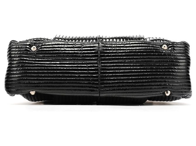 Chloé Borsa Tote Bay in pelle verniciata nera - vista 5