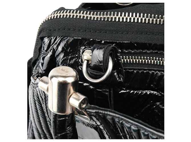 Chloé Borsa Tote Bay in pelle verniciata nera - vista 9