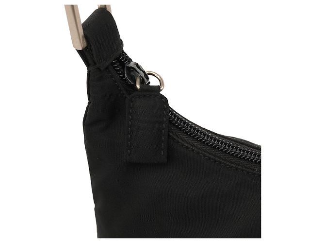 Prada Borsa a Tracolla Hobo B8448 Black Tessuto Metallo - vista 8