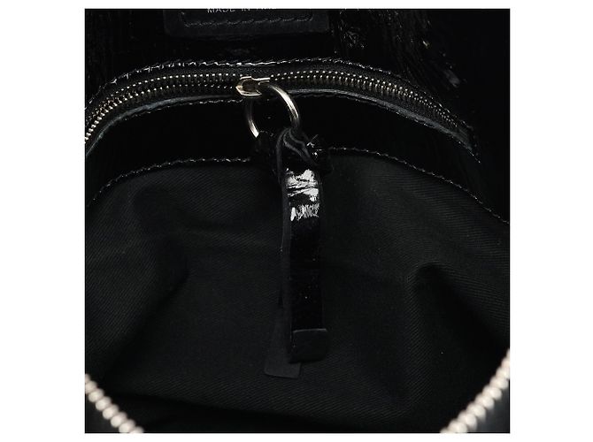 Chloé  mala Tote Bay em couro patente acolchoado preto - vista 16