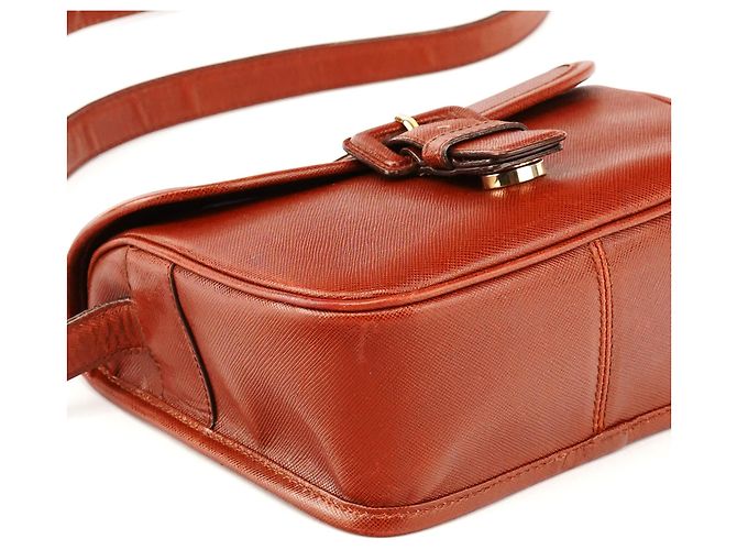Prada Borsa crossbody in pelle Saffiano marrone chiaro - vista 10