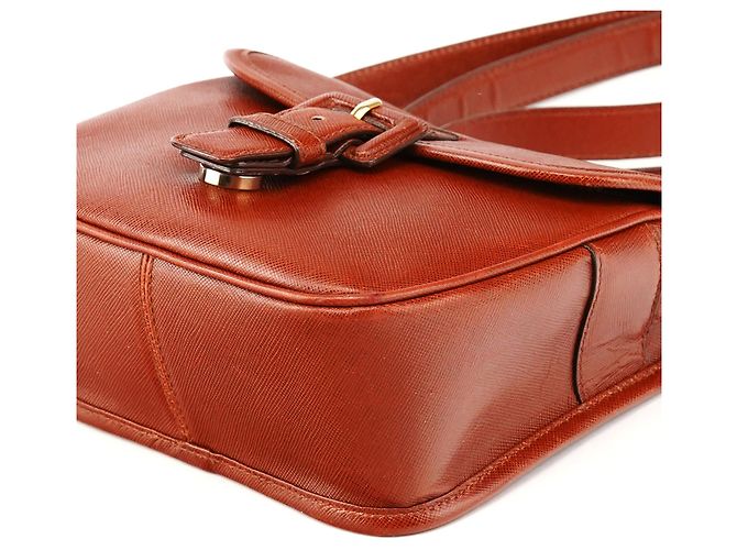 Prada Borsa crossbody in pelle Saffiano marrone chiaro - vista 11