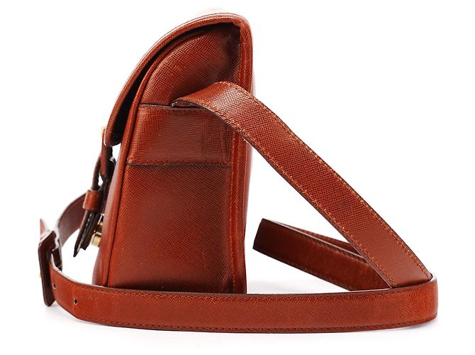 Prada Borsa crossbody in pelle Saffiano marrone chiaro - vista 2
