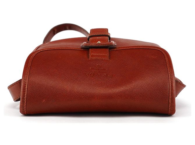 Prada Borsa crossbody in pelle Saffiano marrone chiaro - vista 4