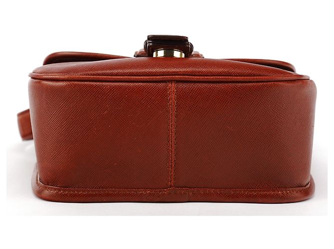 Prada Borsa crossbody in pelle Saffiano marrone chiaro - vista 5
